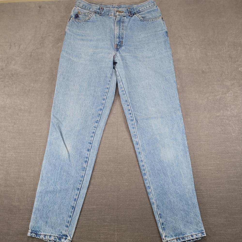 Chic Vintage High Waisted Mom Jeans Light Wash Denim Straight Leg‎ Womens 10